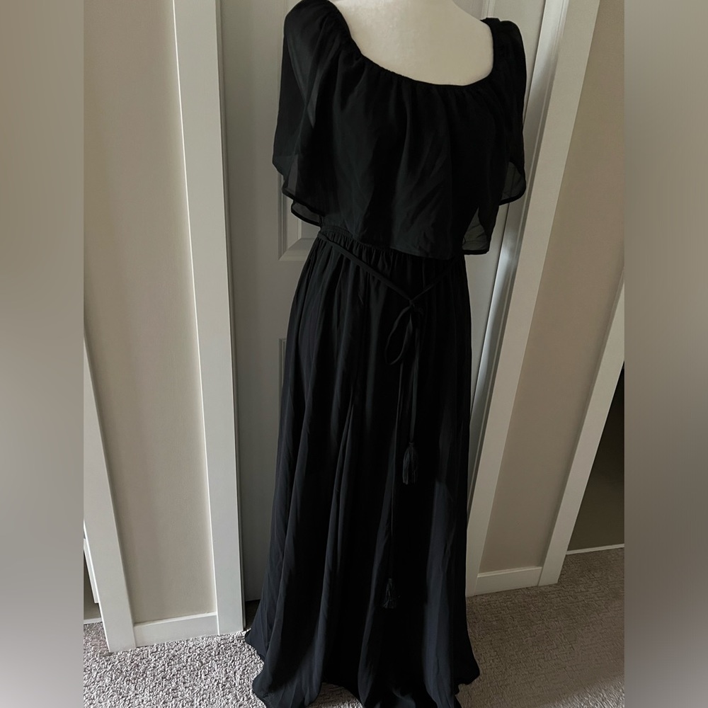 Black top mini skirt floor length shear cover